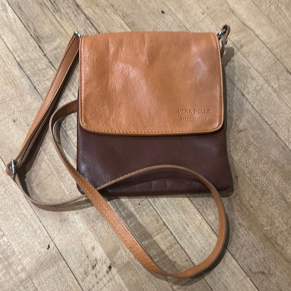 Vera Pelle Other - Vera Pelle Two-Tone Leather Messenger Bag